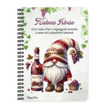 Személyre szabható - A legjobb borász manó és a vörös bor mintás A6-os füzet