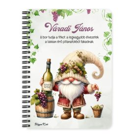   Személyre szabható - A legjobb borász manó és a fehér bor mintás A6-os füzet