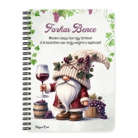   Személyre szabható - Cuki szüreti borász manó mintás A6-os füzet