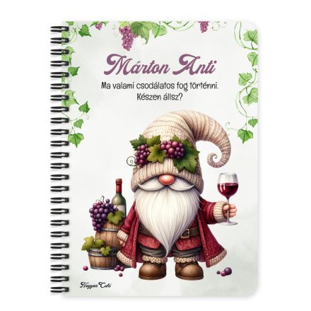 Személyre szabható - A legjobb borász manó mintás A6-os füzet