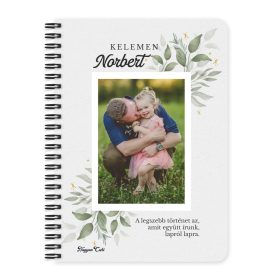   Saját fotós személyre szabható - Gyönyörű levelek mintás A6-os füzet