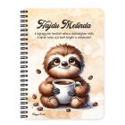 Személyre szabható - Lazulós Kávés lajhár mintás füzet