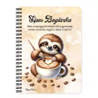 Személyre szabható - Kávés lajhár és a szíves cappucino mintás A6-os füzet
