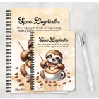 Személyre szabható - Kávés lajhár és a szíves cappucino mintás A6-os füzet