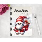 Személyre szabható - Puttonyos karácsonyi manó mintás A6-os füzet
