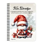 Személyre szabható -Karácsonyi manó sok-sok ajándékkal mintás A6-os füzet