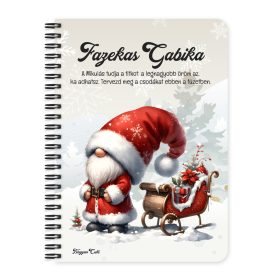   Személyre szabható - Karácsonyi manó és a szánkó mintás A6-os füzet