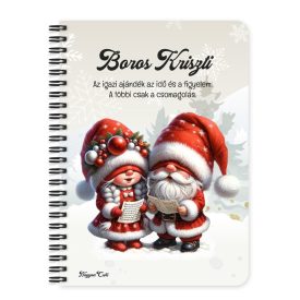   Személyre szabható - Éneklő karácsonyi manók mintás A6-os füzet