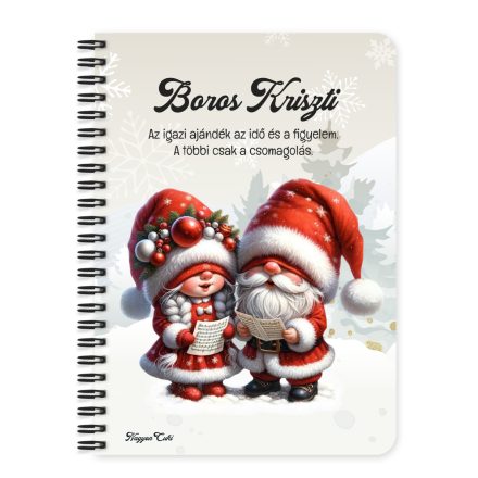 Személyre szabható - Éneklő karácsonyi manók mintás A6-os füzet