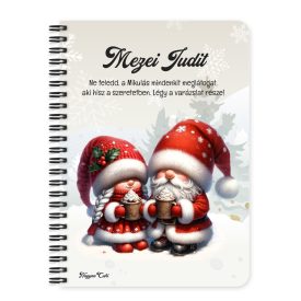   Személyre szabható - Forró csokis karácsonyi manók mintás A6-os füzet