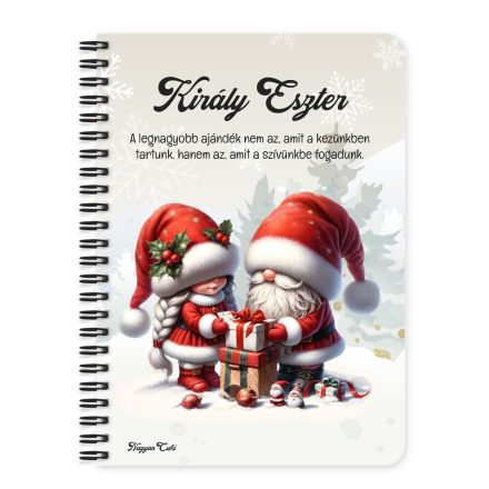 Személyre szabható - Ajándékozó karácsonyi manók mintás A6-os füzet