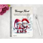 Személyre szabható - Korcsolyázó karácsonyi manók mintás A6-os füzet