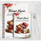 Személyre szabható - Karácsonyi Teddy maci - együtt (masni) mintás A6-os füzet