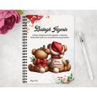 Személyre szabható - Karácsonyi Teddy maci - együtt (masni) mintás A6-os füzet