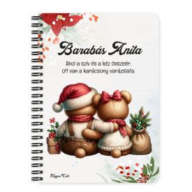   Személyre szabható - Karácsonyi Teddy maci - együtt (kantáros) mintás A6-os füzet