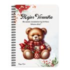 Személyre szabható - Karácsonyi Teddy maci (sál) mintás A6-os füzet