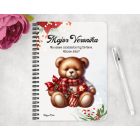 Személyre szabható - Karácsonyi Teddy maci (sál) mintás A6-os füzet