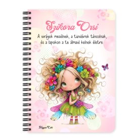   Személyre szabható - Bájos virág tündér pillangóval mintás A6-os füzet