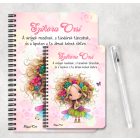 Személyre szabható - Bájos virág tündér pillangóval mintás A6-os füzet