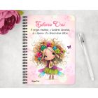 Személyre szabható - Bájos virág tündér pillangóval mintás A6-os füzet