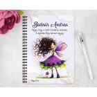 Személyre szabható - Kedves ibolya virágos tündér mintás A6-os füzet