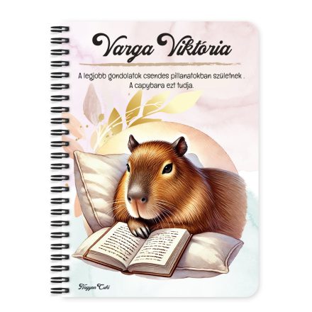 Személyre szabható - Könyvmoly capybara mintás A6-os füzet