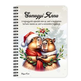   Személyre szabható - Cuki Karácsonyi capybara pár mintás A6-os füzet