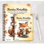 Személyre szabható - Cuki őszi kávézós róka mintás A6-os füzet