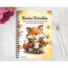 Személyre szabható - Cuki őszi kávézós róka mintás A6-os füzet