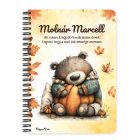 Személyre szabható - Cuki őszi szundi maci és a tök mintás A6-os füzet