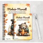 Személyre szabható - Cuki őszi szundi maci és a tök mintás A6-os füzet