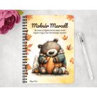 Személyre szabható - Cuki őszi szundi maci és a tök mintás A6-os füzet