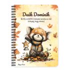 Személyre szabható - Cuki őszi vöröspanda és a lámpás mintás A6-os füzet