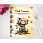 Személyre szabható - Cuki őszi vöröspanda és a lámpás mintás A6-os füzet