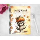 Személyre szabható - Cuki őszi mosómedve és a tök mintás A6-os füzet