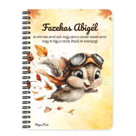   Személyre szabható - Cuki őszi repülő mókus mintás A6-os füzet