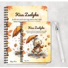 Személyre szabható - Cuki őszi esernyős kiskacsa mintás A6-os füzet