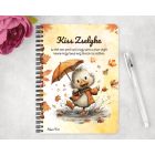 Személyre szabható - Cuki őszi esernyős kiskacsa mintás A6-os füzet