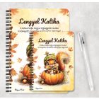 Személyre szabható - Cuki őszi kis mókus a tökben mintás A6-os füzet