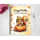 Személyre szabható - Cuki őszi kis mókus a tökben mintás A6-os füzet