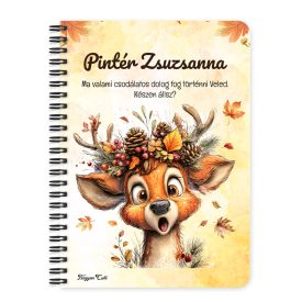  Személyre szabható - Cuki őszi csodálkozó szarvas mintás A6-os füzet