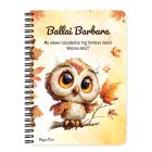 Személyre szabható - Cuki őszi bagoly lány mintás A6-os füzet