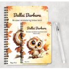 Személyre szabható - Cuki őszi bagoly lány mintás A6-os füzet