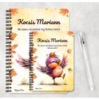 Személyre szabható - Cuki őszi táncoló kismadár mintás A6-os füzet