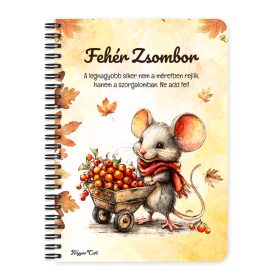   Személyre szabható - Cuki őszi gyűjtögető kisegér mintás A6-os füzet