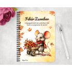 Személyre szabható - Cuki őszi gyűjtögető kisegér mintás A6-os füzet