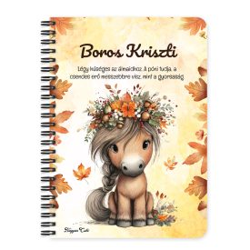   Személyre szabható - Cuki őszi virágkoszorús póni mintás füzet