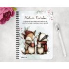 Személyre szabható - Cuki téli róka és borz mintás A6-os füzet