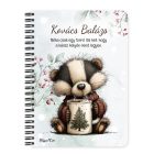 Személyre szabható - Cuki téli borz egy kávéval mintás A6-os füzet