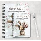 Személyre szabható - Cuki téli nyuszi gömbbel mintás A6-os füzet